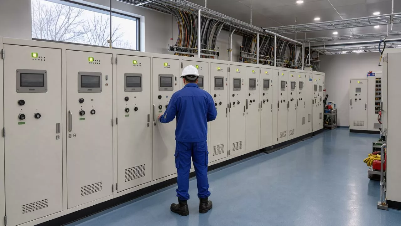 Natynkowe szafki elektryczne w uporządkowanej przestrzeni technicznej